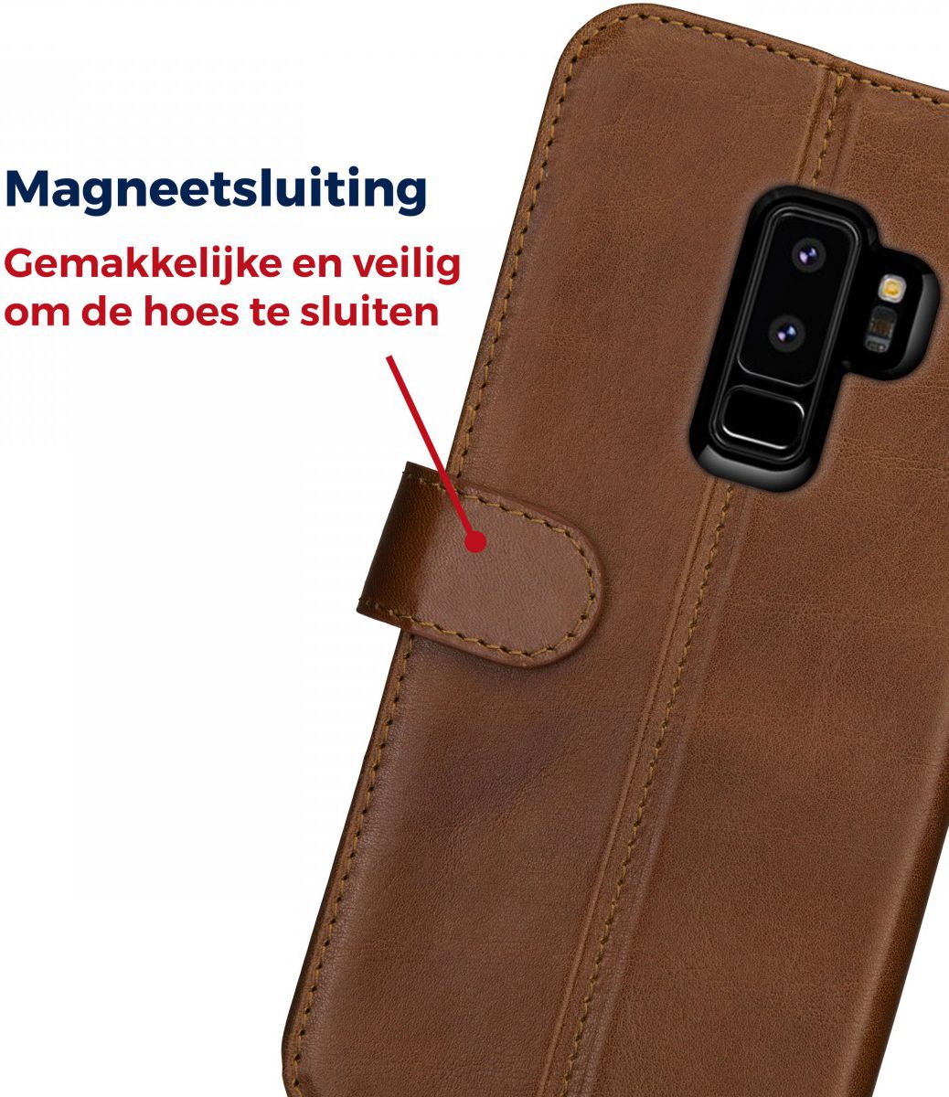 Rosso Deluxe Samsung Galaxy S9 Plus Hoesje Echt Leer Book Case Bruin afbeelding 10