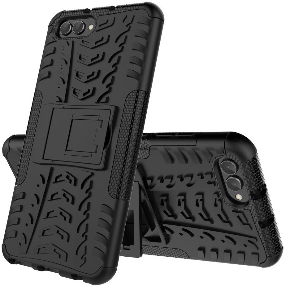 Honor View 10 Hybride Kickstand Hoesje Zwart afbeelding 1