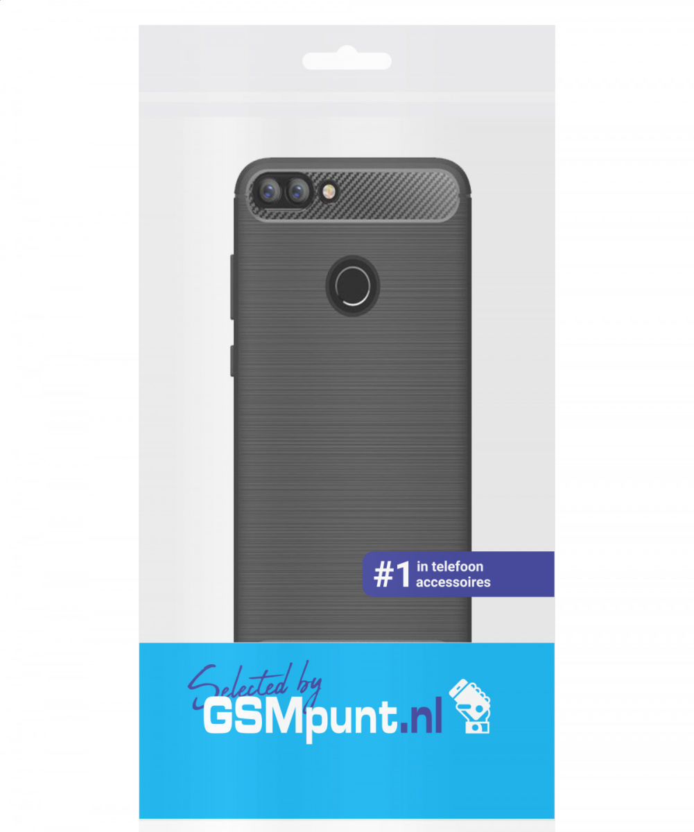 Huawei P Smart Geborsteld TPU Hoesje Zwart afbeelding 2