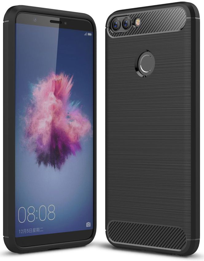 Huawei P Smart Geborsteld TPU Hoesje Zwart afbeelding 1