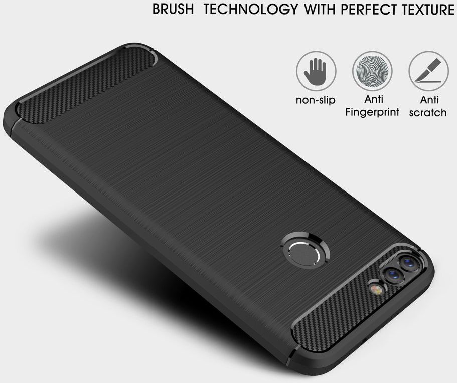 Huawei P Smart Geborsteld TPU Hoesje Zwart afbeelding 4