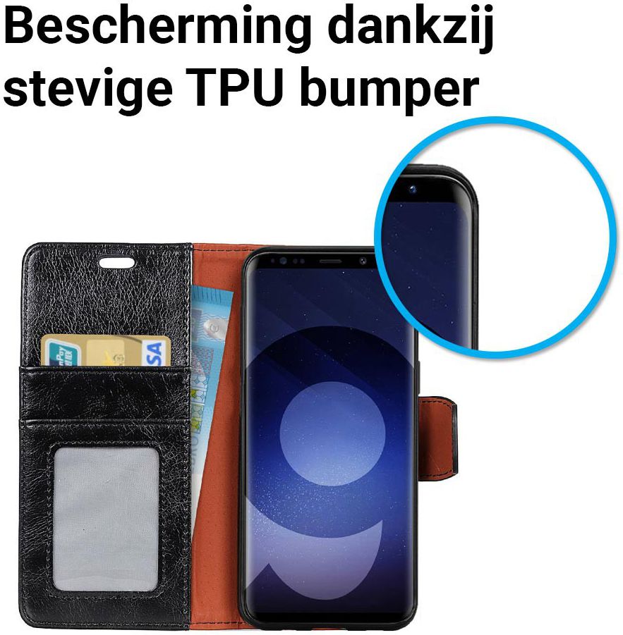 Samsung Galaxy S9 Lederen Portemonnee Hoesje Zwart afbeelding 3