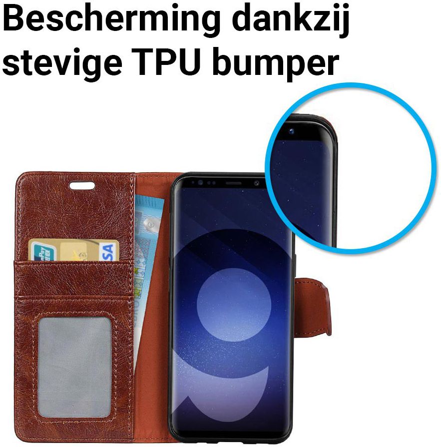 Samsung Galaxy S9 Lederen Portemonnee Hoesje Bruin afbeelding 4