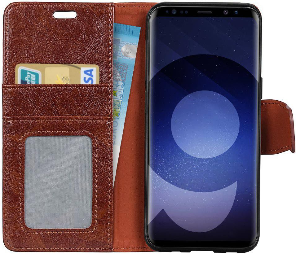 Samsung Galaxy S9 Lederen Portemonnee Hoesje Bruin afbeelding 1