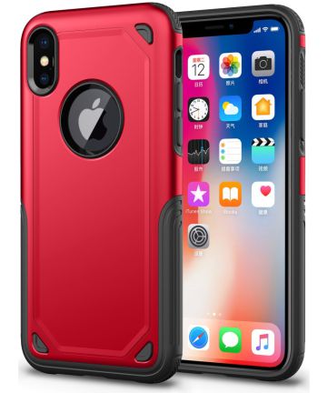 Apple iPhone X Hybride Rugged Armor - Rood Hoesjes