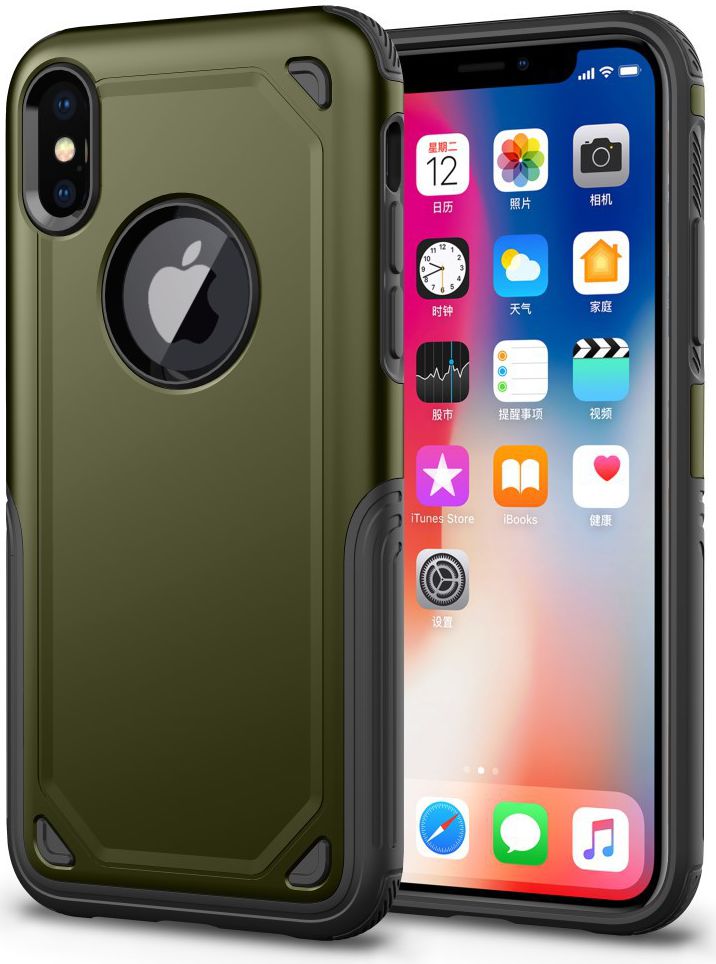Apple iPhone X Hybride Rugged Armor - Groen afbeelding 1