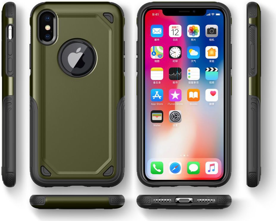 Apple iPhone X Hybride Rugged Armor - Groen afbeelding 5
