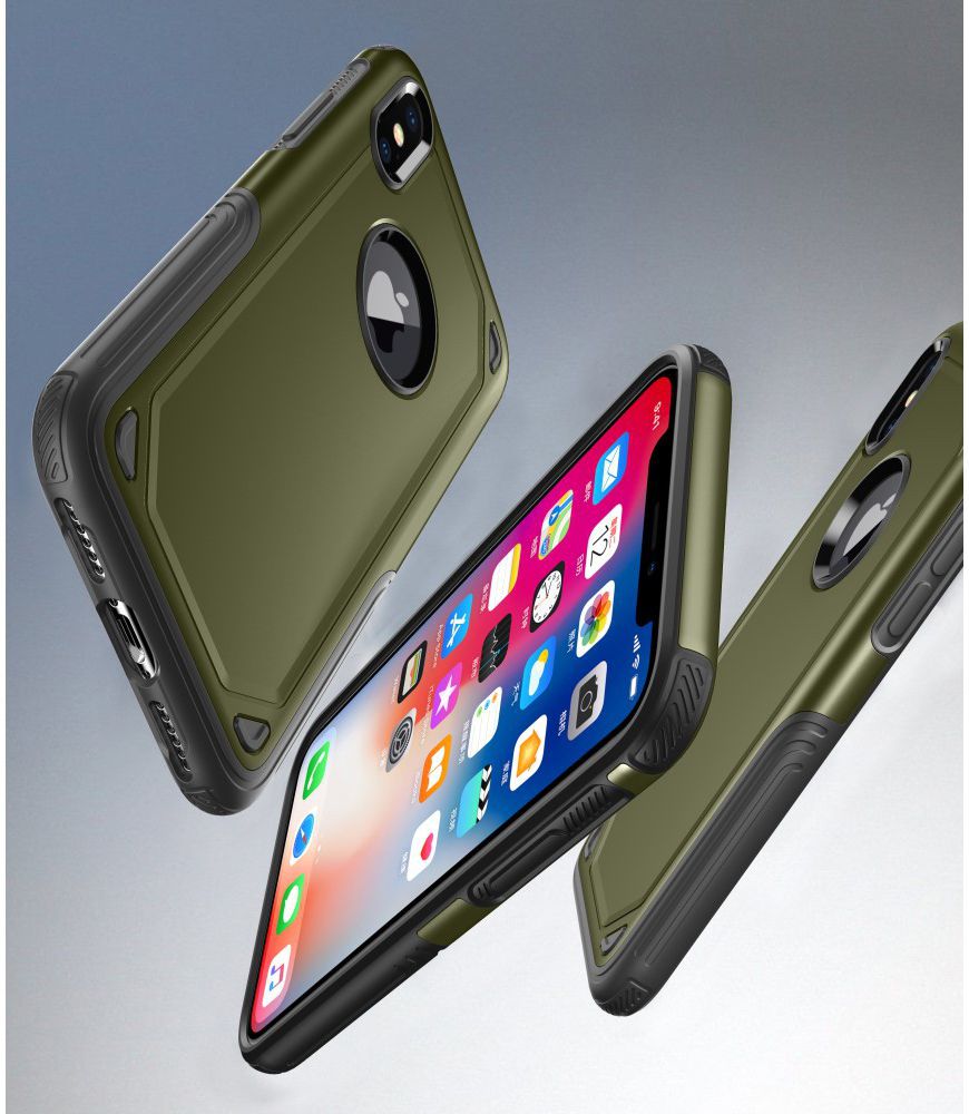 Apple iPhone X Hybride Rugged Armor - Groen afbeelding 6