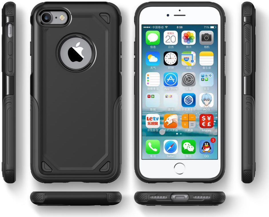 Apple iPhone 8 / 7 Hybride Rugged Armor - Zwart afbeelding 7
