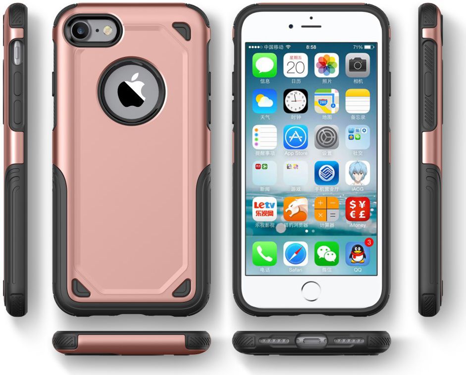 Apple iPhone 8 / 7 Hybride Rugged Armor - Roze Goud afbeelding 7