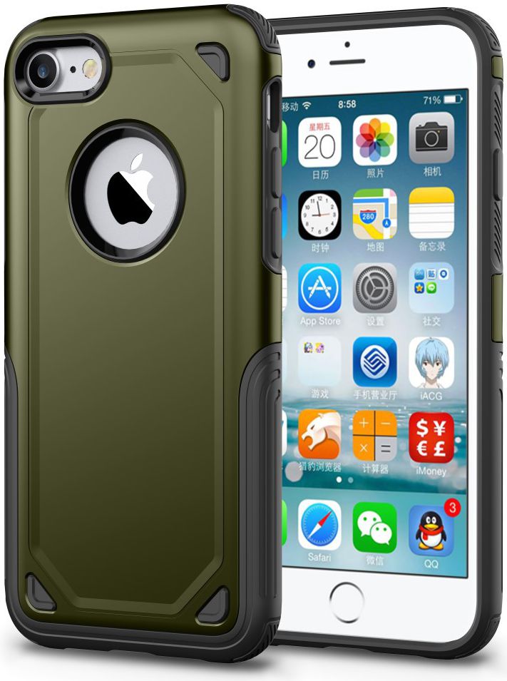 Apple iPhone 8 / 7 Hybride Rugged Armor - Leger Groen afbeelding 1