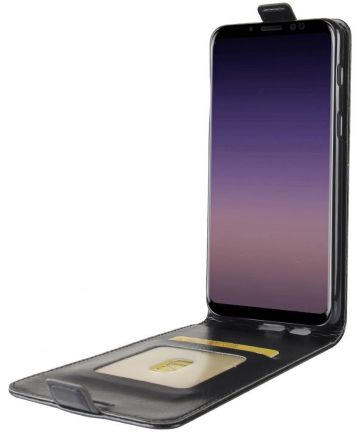 Samsung Galaxy A8 (2018) Verticaal Flip Hoesje Zwart Hoesjes