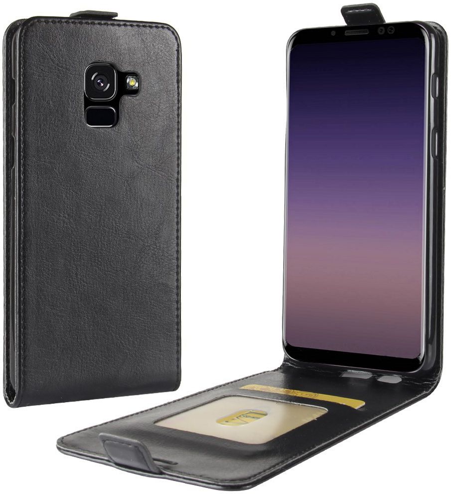Samsung Galaxy A8 (2018) Verticaal Flip Hoesje Zwart afbeelding 3