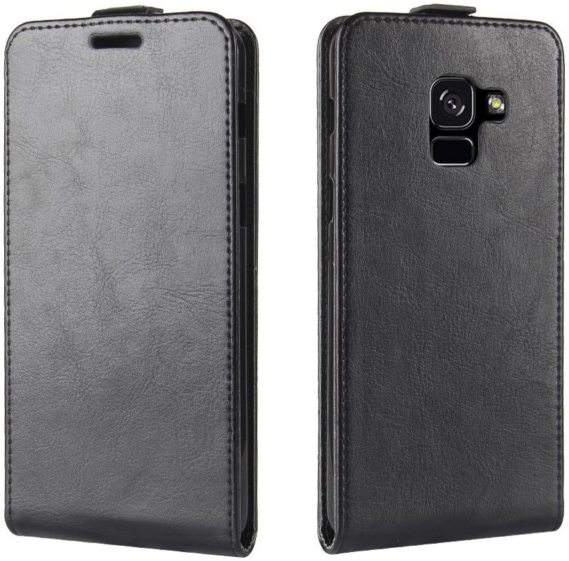 Samsung Galaxy A8 (2018) Verticaal Flip Hoesje Zwart afbeelding 2