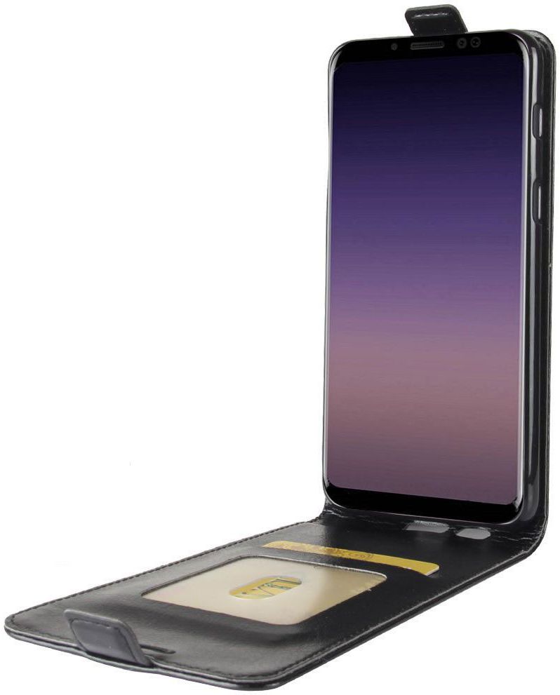 Samsung Galaxy A8 (2018) Verticaal Flip Hoesje Zwart afbeelding 1