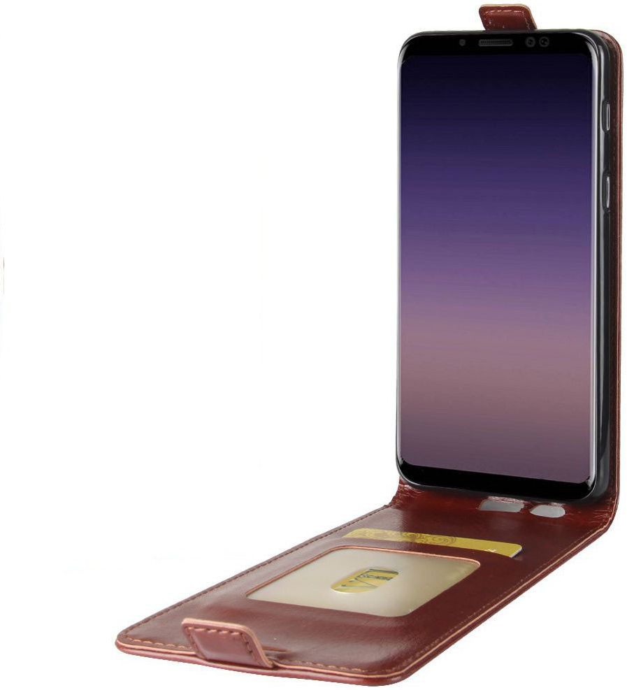 Samsung Galaxy A8 (2018) Verticaal Flip Hoesje Bruin afbeelding 8