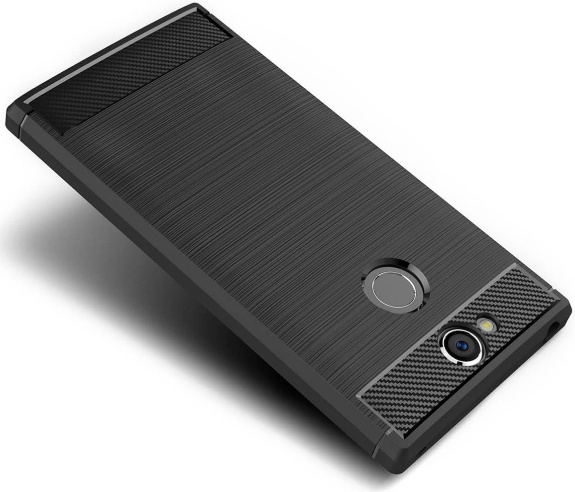 Sony Xperia XA2 Geborsteld TPU Hoesje Zwart afbeelding 2