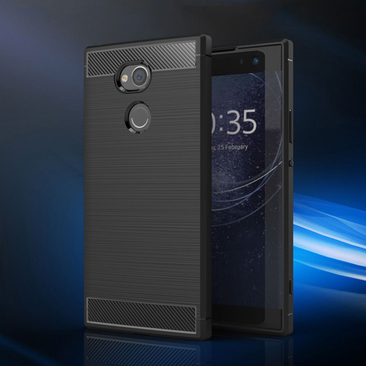 Sony Xperia XA2 Geborsteld TPU Hoesje Zwart afbeelding 15
