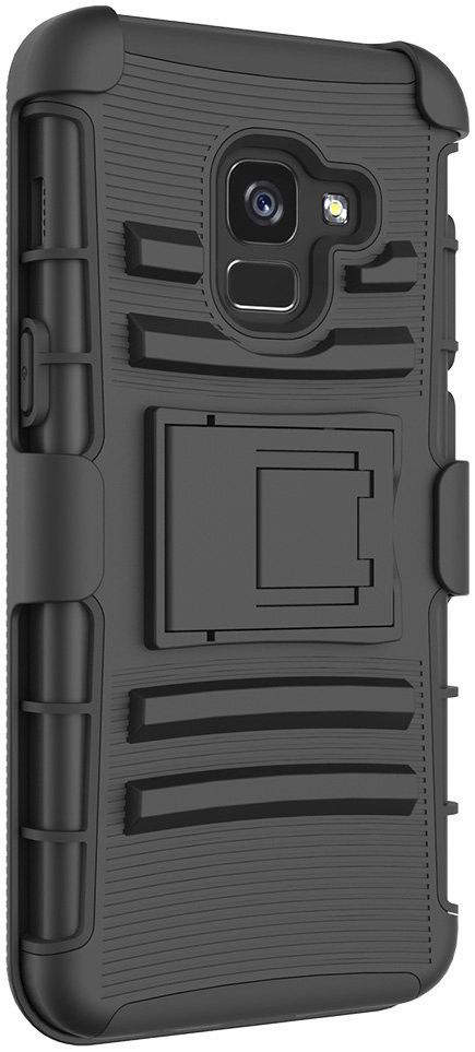 Samsung Galaxy A8 (2018) Hybride Hoesje met Riemclip Zwart afbeelding 5