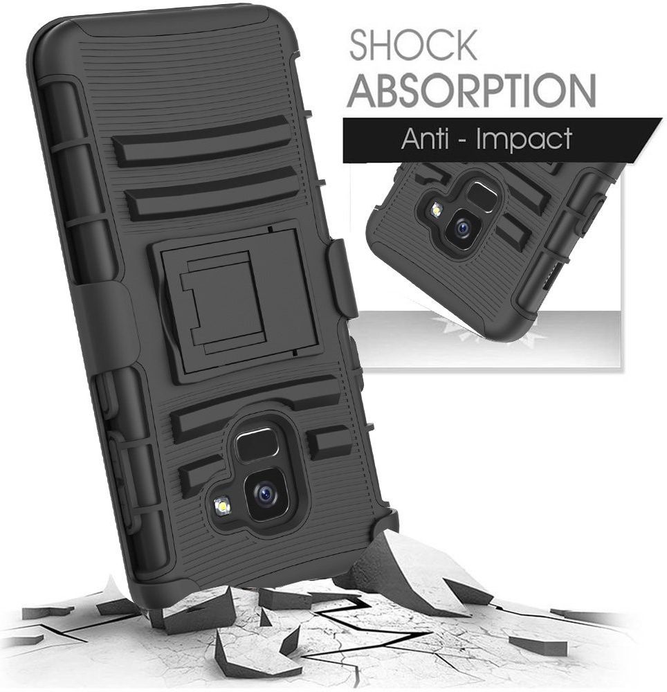 Samsung Galaxy A8 (2018) Hybride Hoesje met Riemclip Zwart afbeelding 6