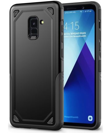 Samsung Galaxy A8 (2018) Hybride Rugged Armor Hoesje Zwart Hoesjes