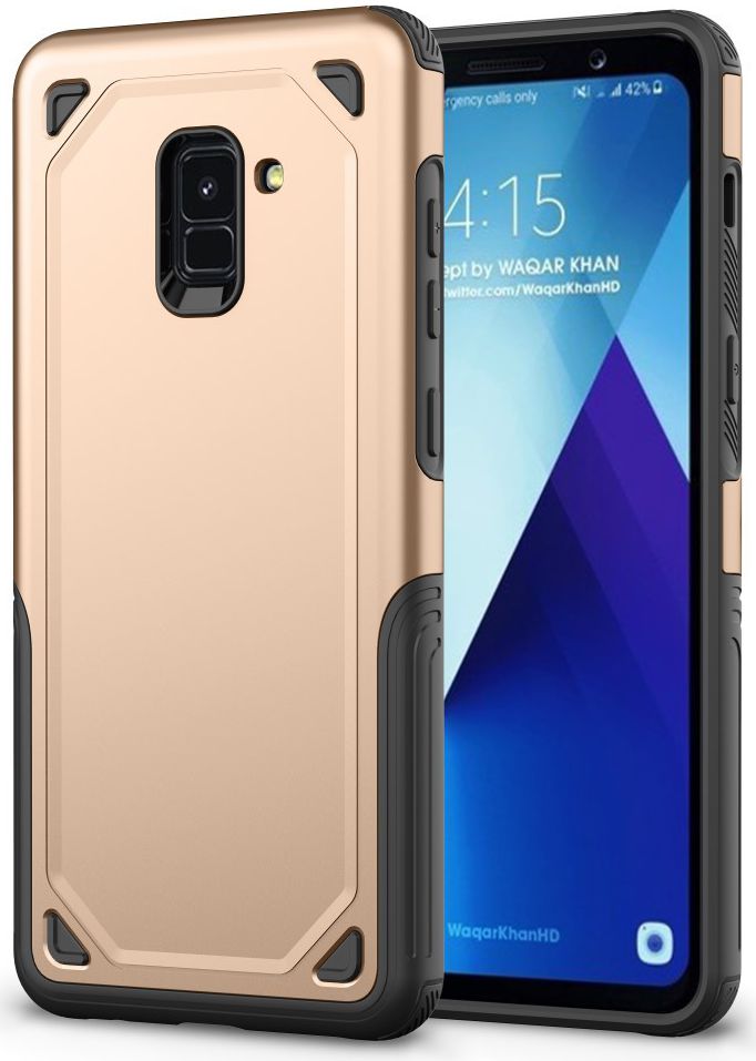Samsung Galaxy A8 (2018) Hybride Rugged Armor Hoesje Goud afbeelding 1
