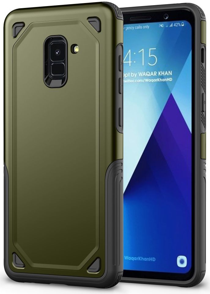 Samsung Galaxy A8 (2018) Hybride Rugged Armor Hoesje Groen afbeelding 1