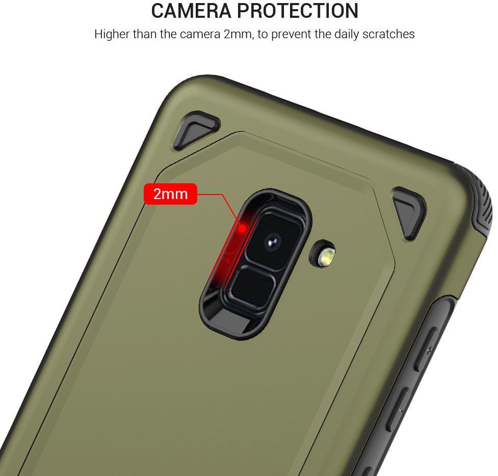 Samsung Galaxy A8 (2018) Hybride Rugged Armor Hoesje Groen afbeelding 3