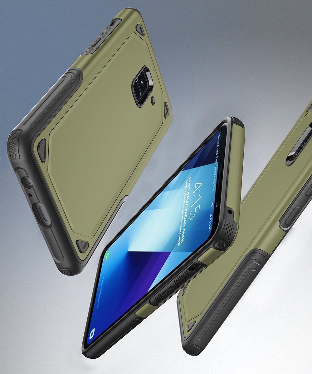 Samsung Galaxy A8 (2018) Hybride Rugged Armor Hoesje Groen afbeelding 4