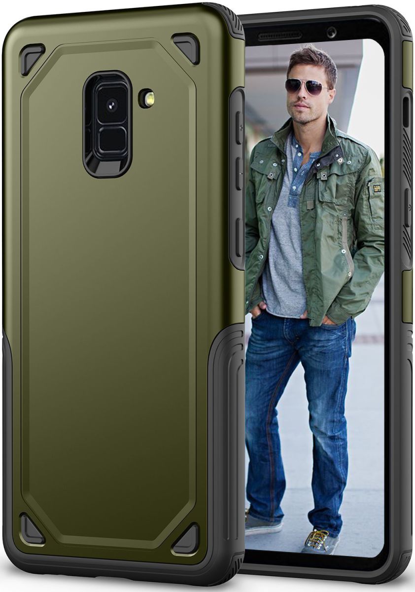 Samsung Galaxy A8 (2018) Hybride Rugged Armor Hoesje Groen afbeelding 7