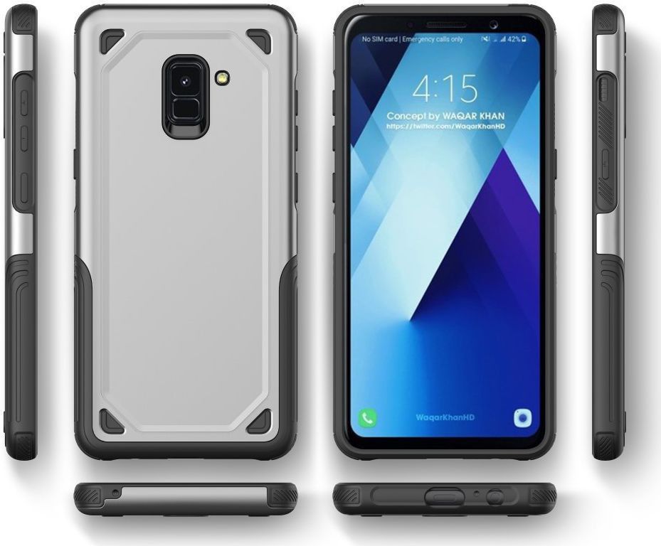 Samsung Galaxy A8 (2018) Hybride Rugged Armor Hoesje Donker Blauw afbeelding 5