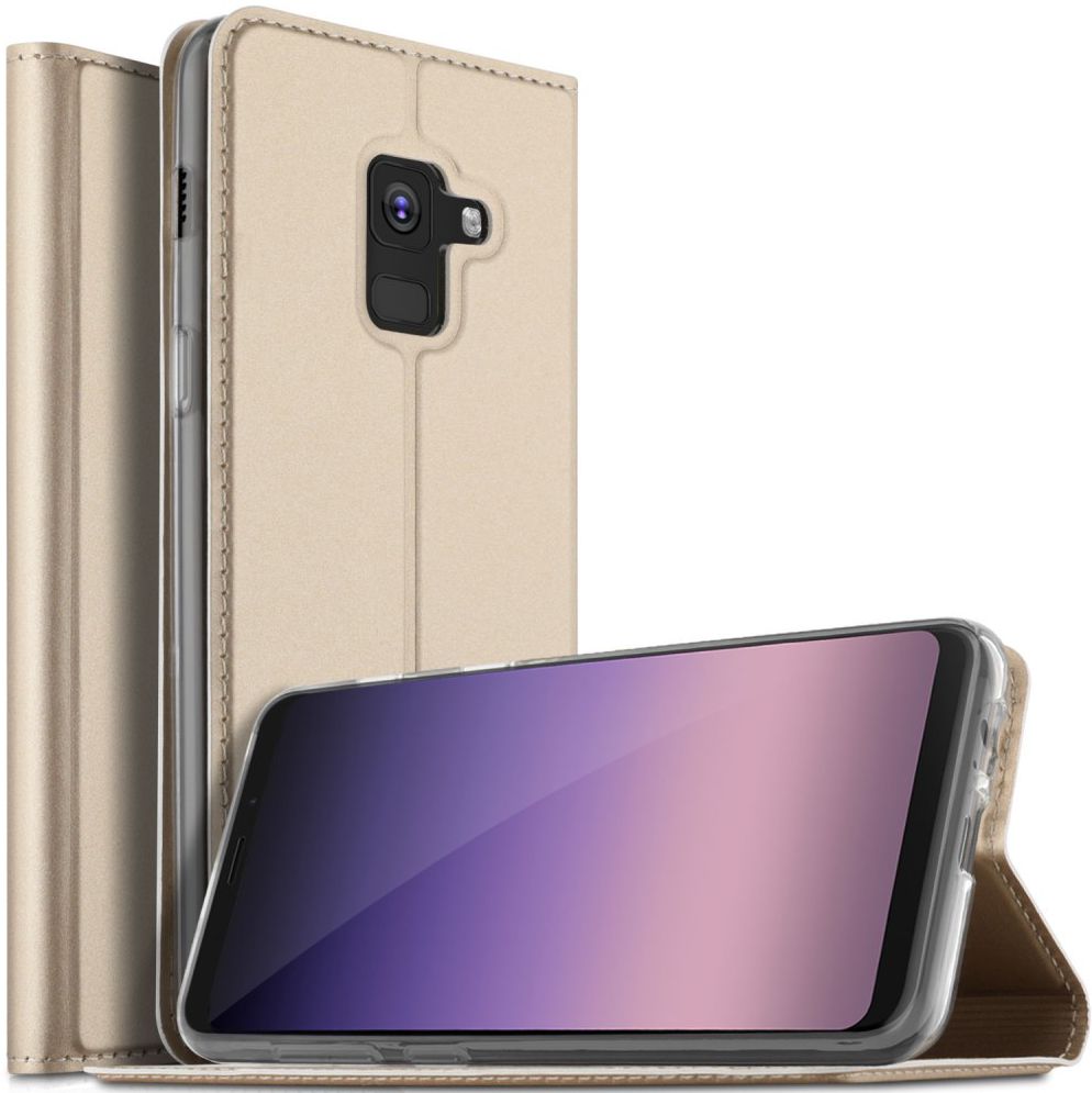 Samsung Galaxy A8 (2018) Flip Hoesje met Kaart Houder Goud afbeelding 1