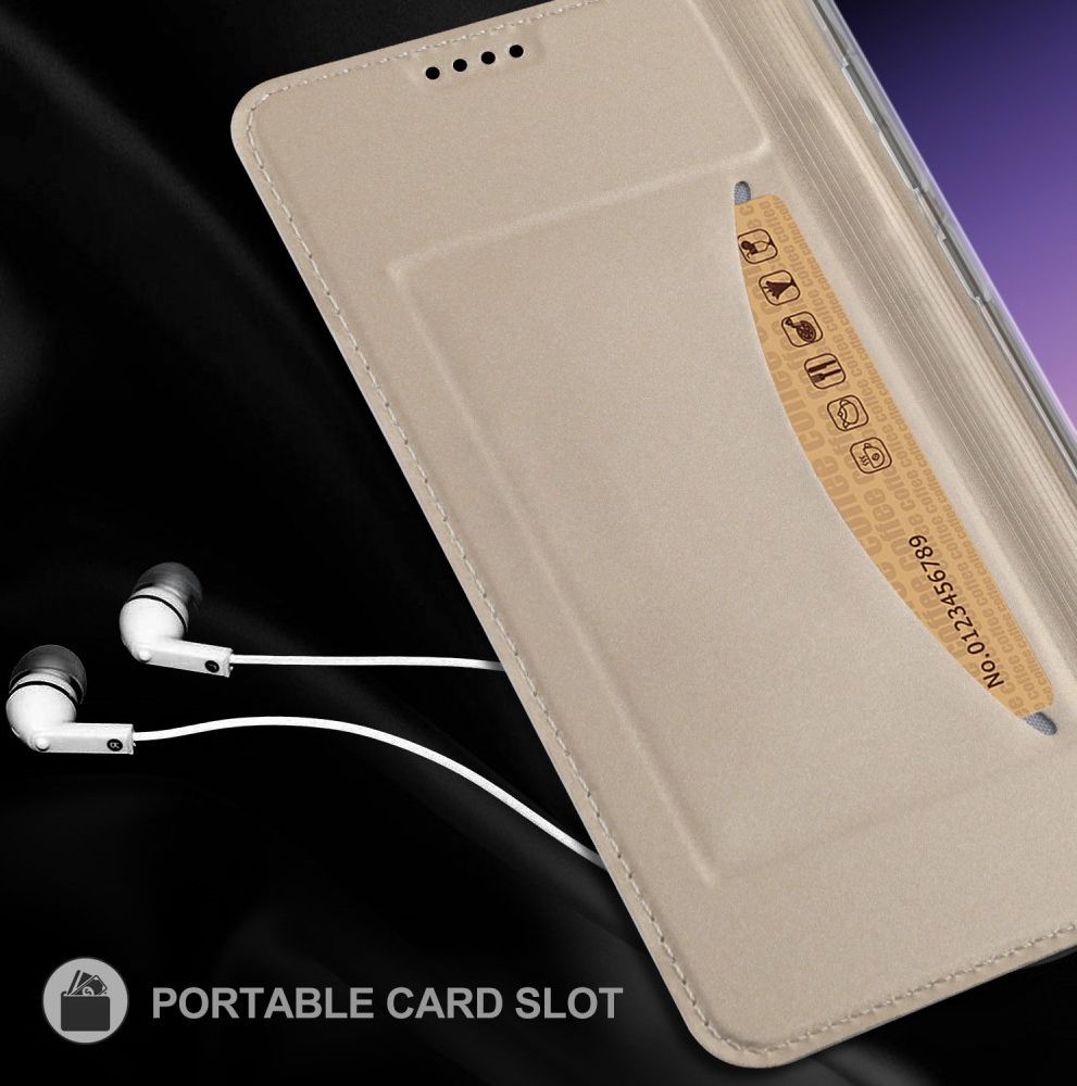 Samsung Galaxy A8 (2018) Flip Hoesje met Kaart Houder Goud afbeelding 2