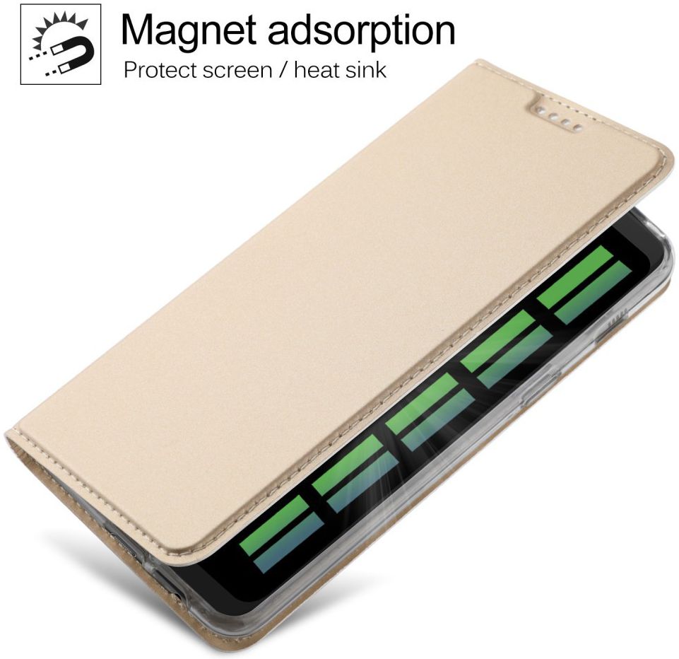 Samsung Galaxy A8 (2018) Flip Hoesje met Kaart Houder Goud afbeelding 4
