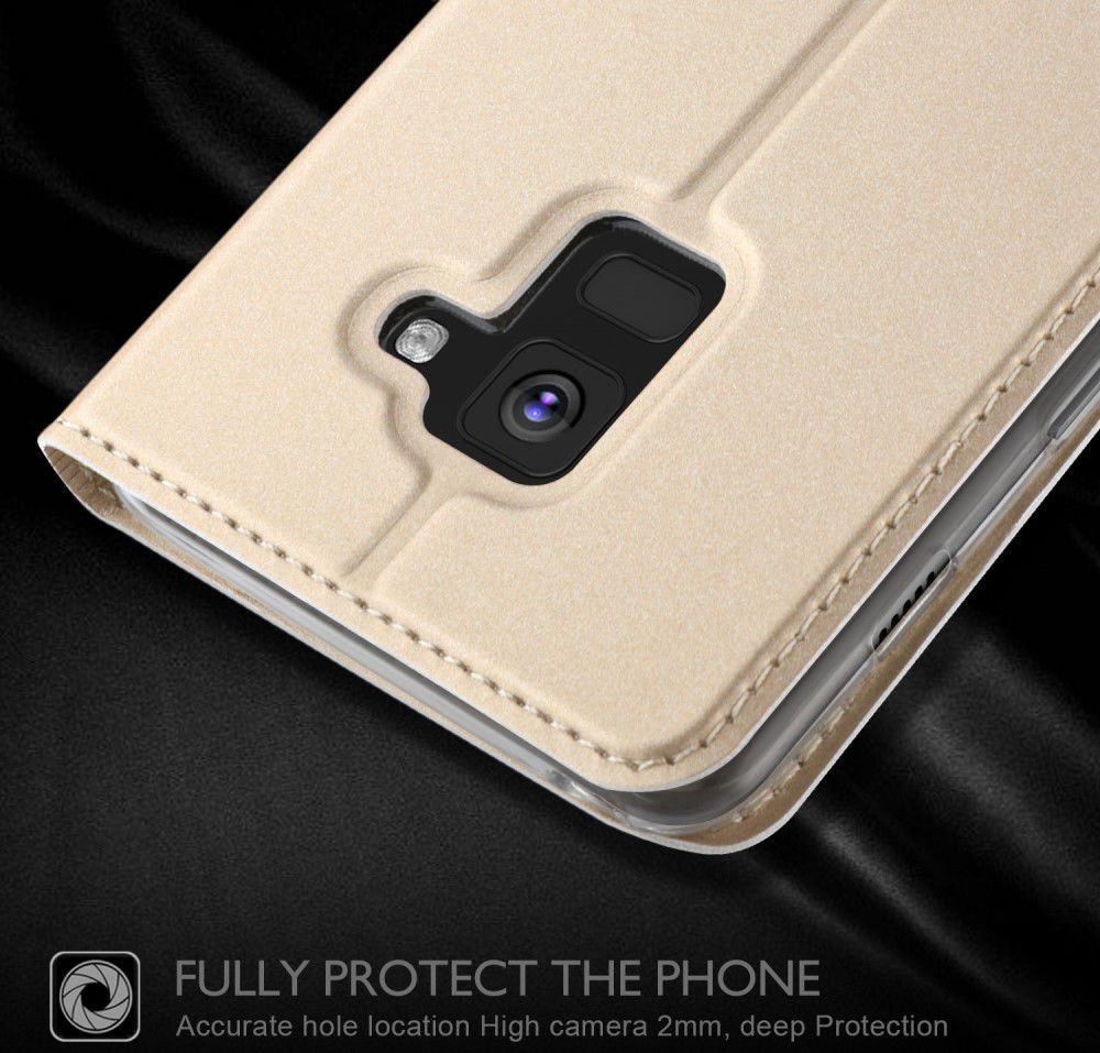 Samsung Galaxy A8 (2018) Flip Hoesje met Kaart Houder Goud afbeelding 6