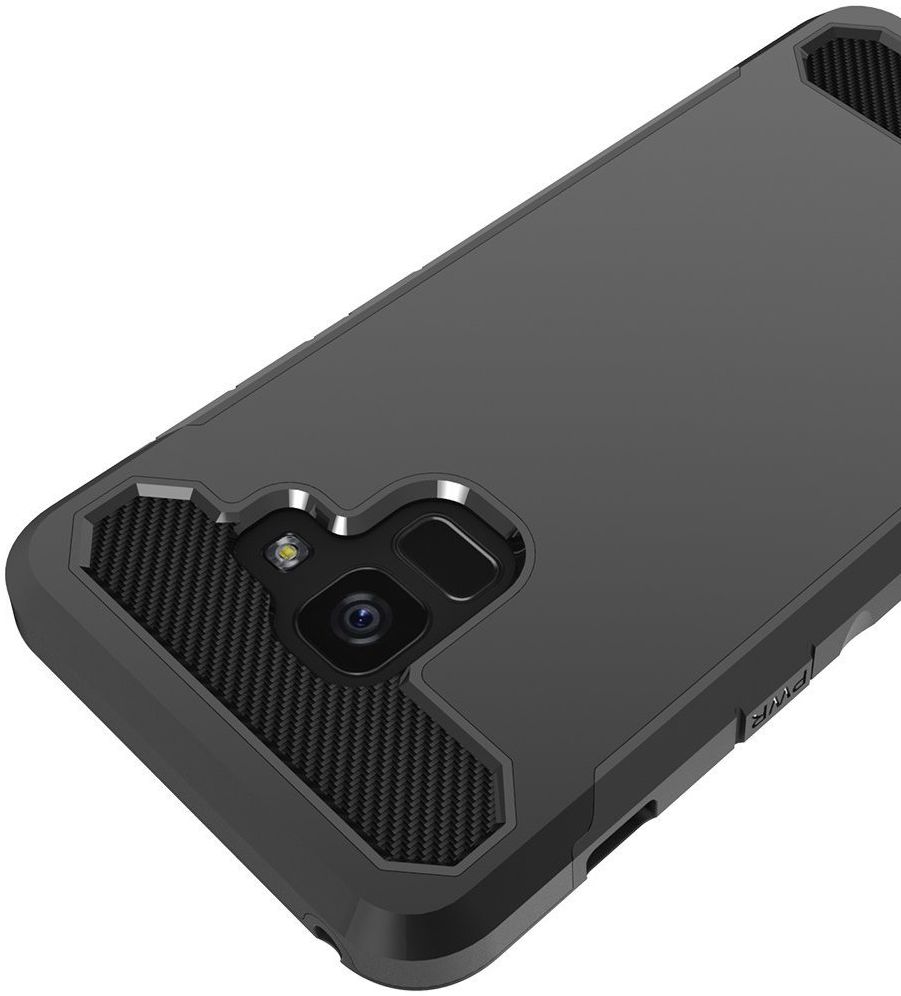 Samsung Galaxy A8 (2018) Geborsteld Hybride Hoesje Zwart afbeelding 3