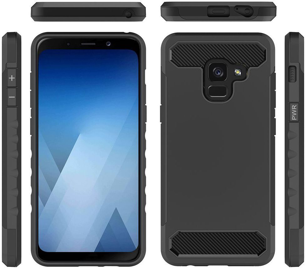 Samsung Galaxy A8 (2018) Geborsteld Hybride Hoesje Zwart afbeelding 5
