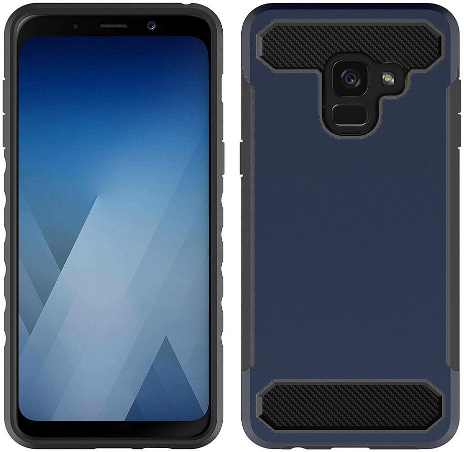 Samsung Galaxy A8 (2018) Geborsteld Hybride Hoesje Blauw afbeelding 1