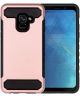 Samsung Galaxy A8 (2018) Geborsteld Hybride Hoesje Roze Goud
