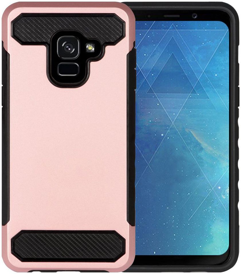 Samsung Galaxy A8 (2018) Geborsteld Hybride Hoesje Roze Goud afbeelding 1