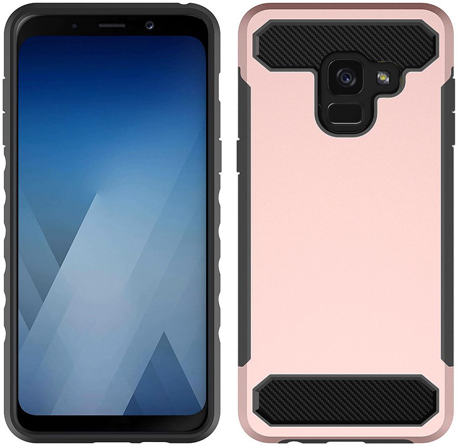 Samsung Galaxy A8 (2018) Geborsteld Hybride Hoesje Roze Goud afbeelding 3