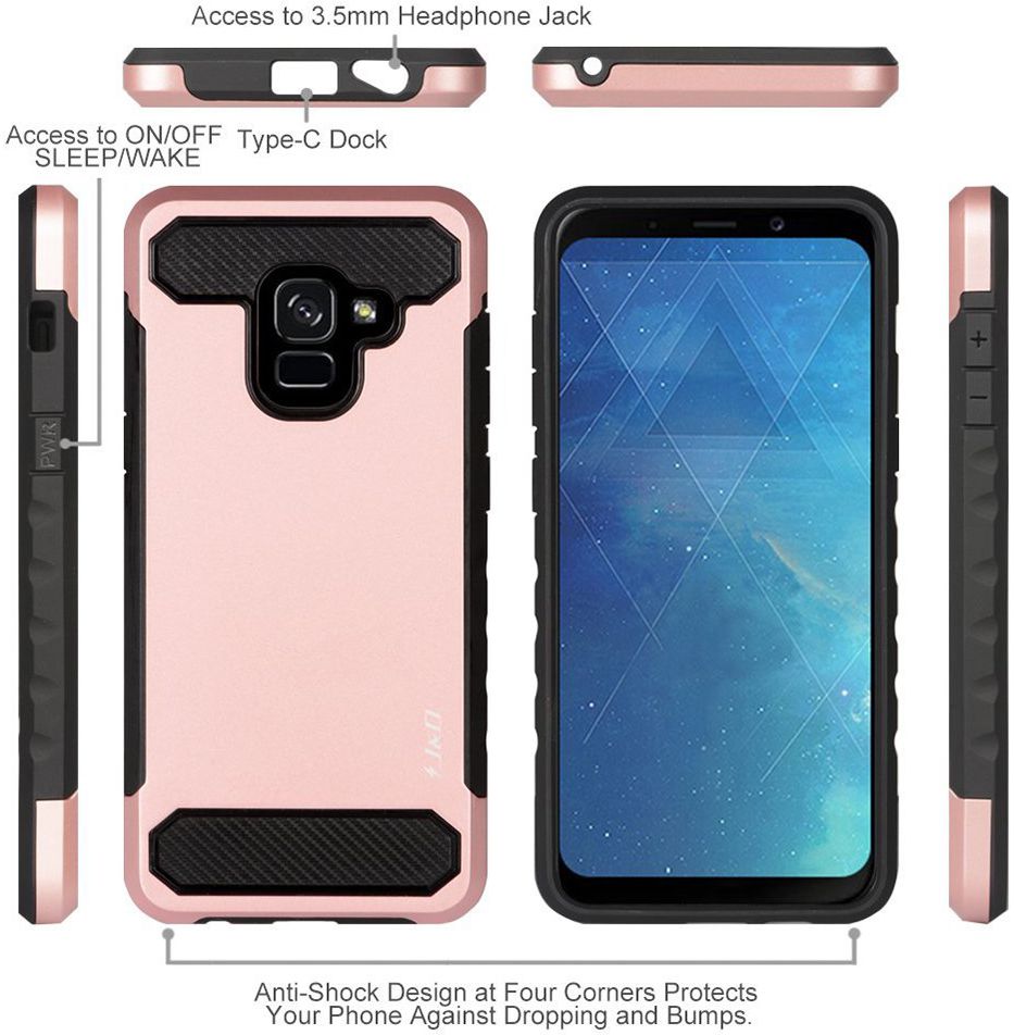 Samsung Galaxy A8 (2018) Geborsteld Hybride Hoesje Roze Goud afbeelding 4