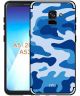 Samsung Galaxy A8 (2018) Hybride Hoesje met Popsocket Camouflage Blauw