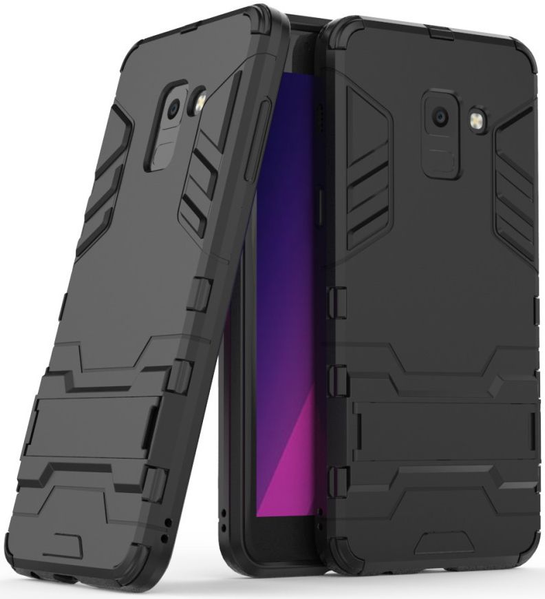 Samsung Galaxy A8 (2018) Hybride Hoesje met stand Zwart afbeelding 1