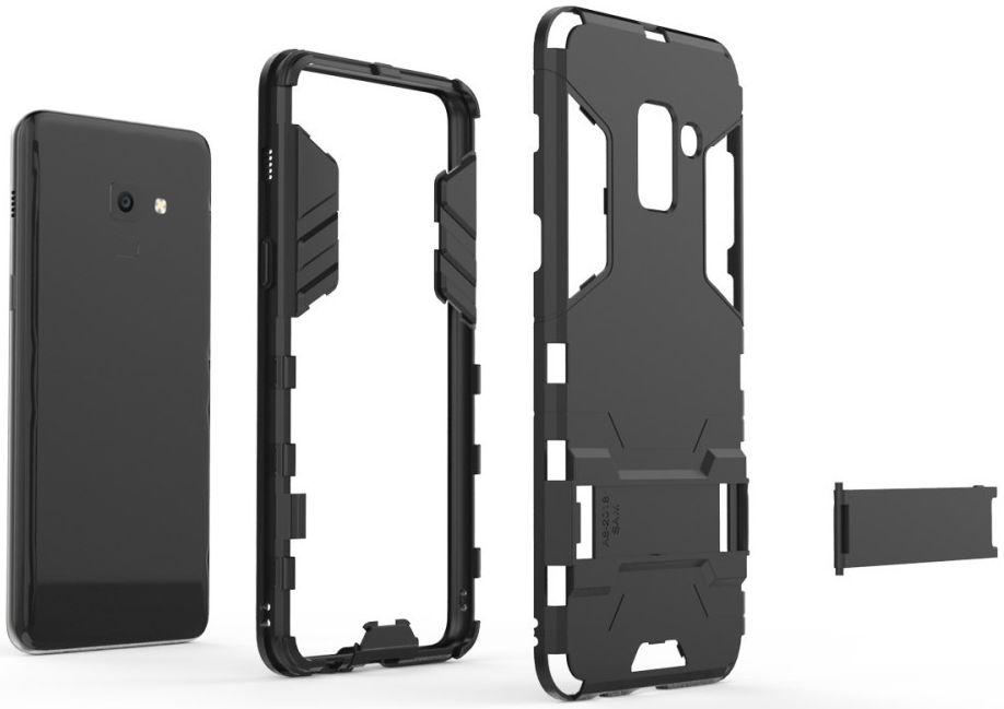 Samsung Galaxy A8 (2018) Hybride Hoesje met stand Zwart afbeelding 2