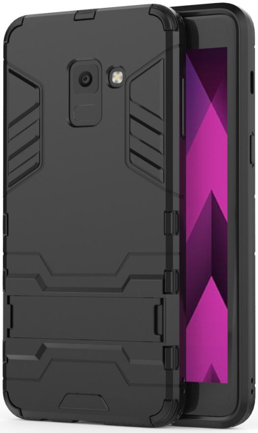 Samsung Galaxy A8 (2018) Hybride Hoesje met stand Zwart afbeelding 3
