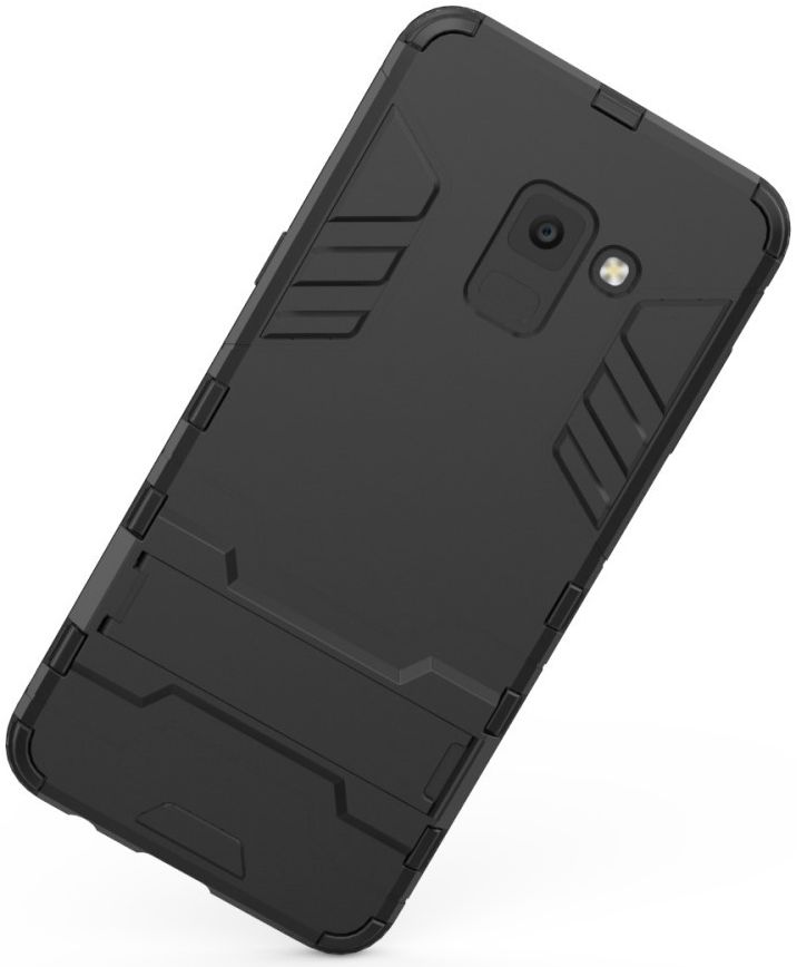Samsung Galaxy A8 (2018) Hybride Hoesje met stand Zwart afbeelding 4