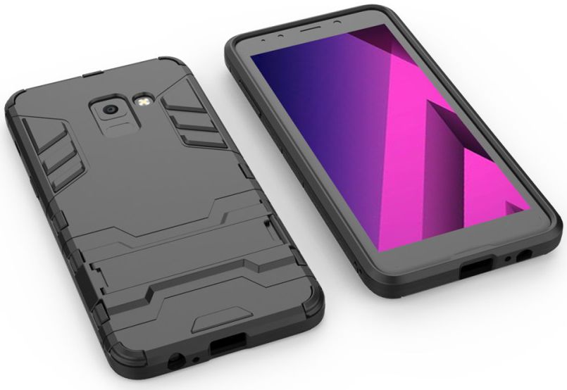 Samsung Galaxy A8 (2018) Hybride Hoesje met stand Zwart afbeelding 7