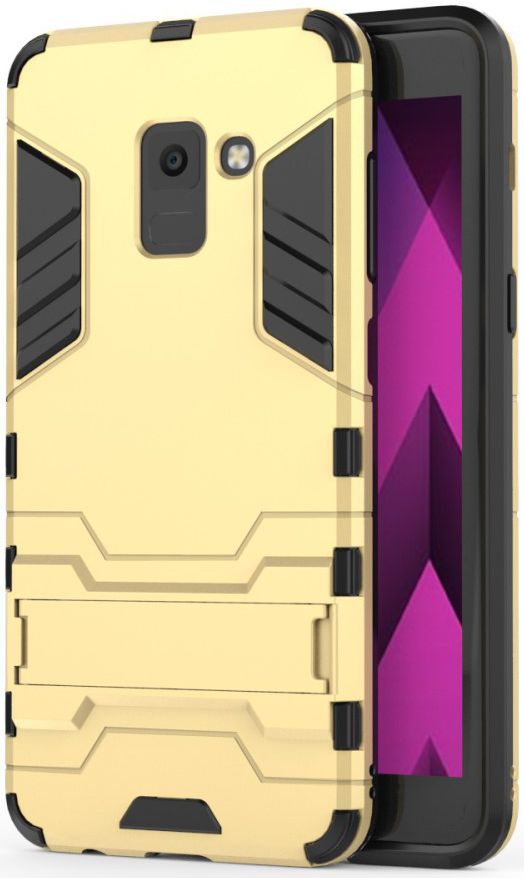 Samsung Galaxy A8 (2018) Hybride Hoesje met stand Goud afbeelding 1