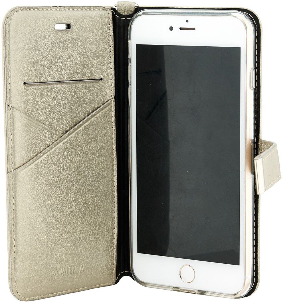Valenta Booklet Premium Hoesje Leer iPhone 7 / 8 Plus Goud afbeelding 1